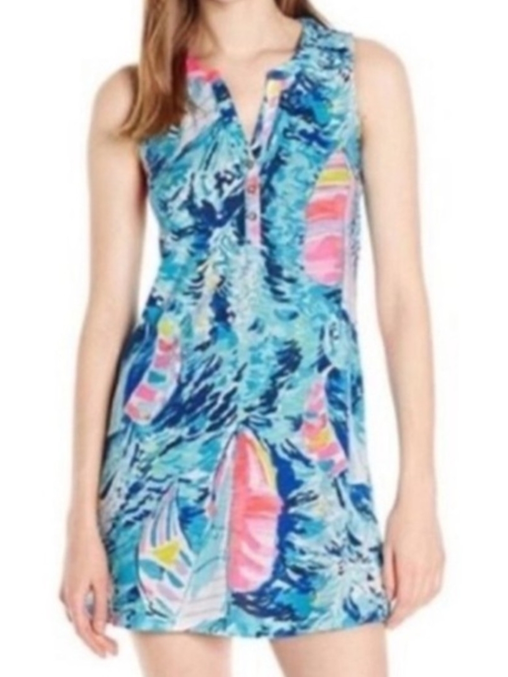 Lilly Pulitzer Blue Sailboat Print Sleeveless Mini Shift Dress